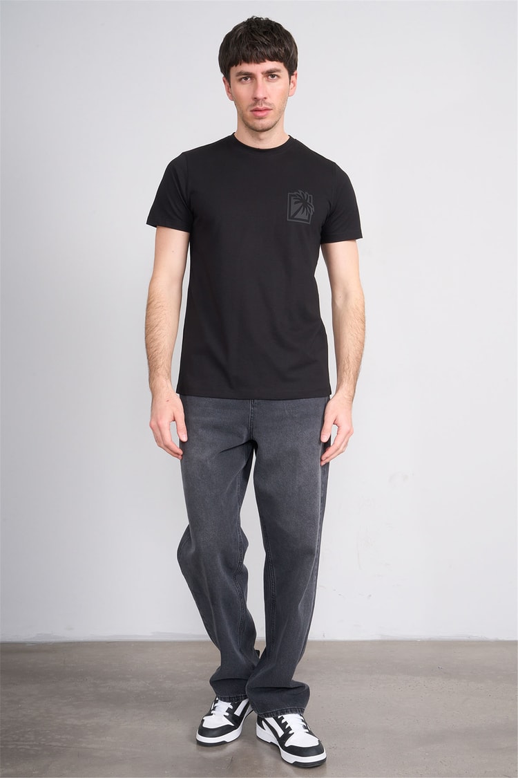 Çetinkaya Mentality 4532 Bisiklet Yaka Regular Modelli T-shirt Siyah