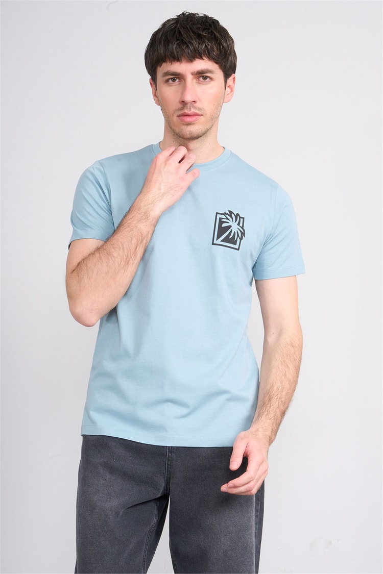 Çetinkaya Mentality 4532 Bisiklet Yaka Regular Modelli T-shirt İndigo
