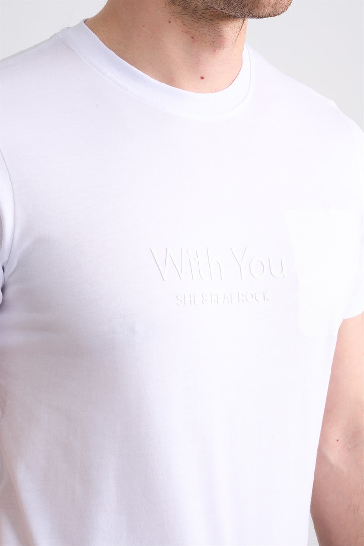 Çetinkaya Mentality 4533 Bisiklet Yaka Regular Modelli T-shirt Beyaz