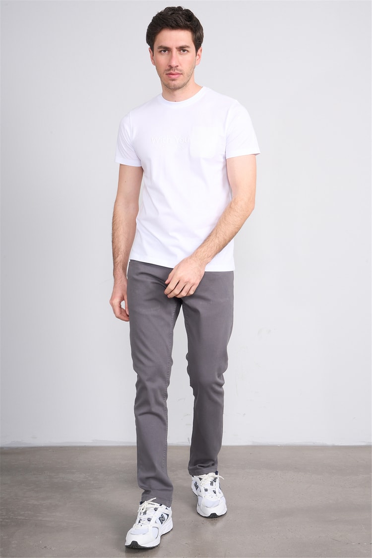 Çetinkaya Mentality 4533 Bisiklet Yaka Regular Modelli T-shirt Beyaz
