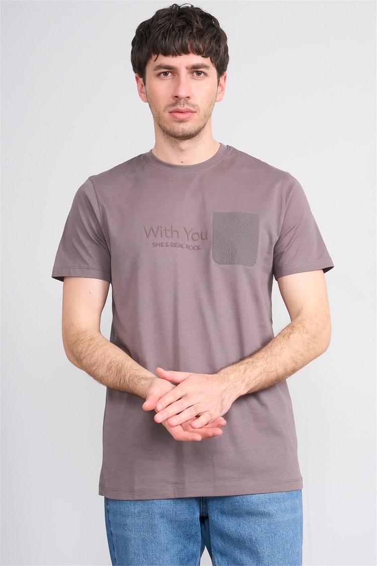 Çetinkaya Mentality 4533 Bisiklet Yaka Regular Modelli T-shirt Koyu Gri
