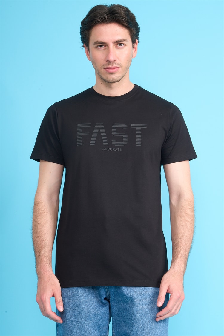 Çetinkaya Mentality 4534 Bisiklet Yaka Regular Modelli T-shirt Siyah