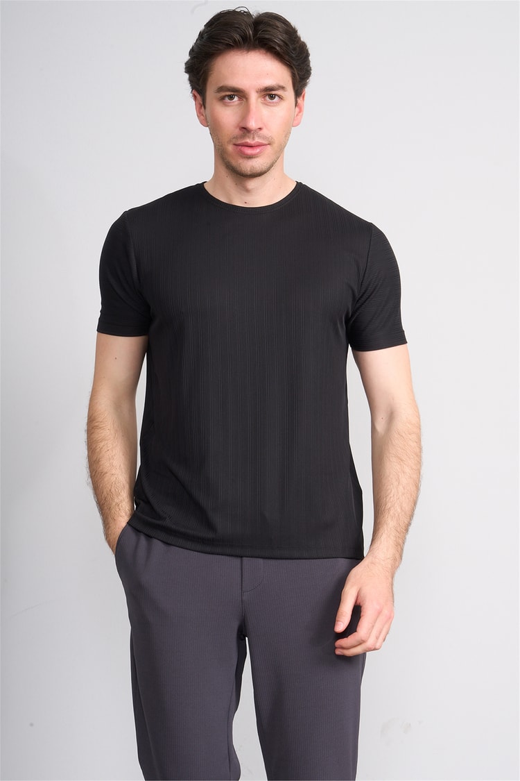 Çetinkaya Mentality 4539 Bisiklet Yaka Regular Modelli T-shirt Siyah