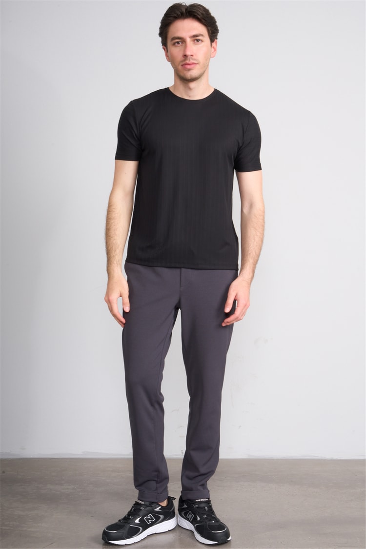 Çetinkaya Mentality 4539 Bisiklet Yaka Regular Modelli T-shirt Siyah