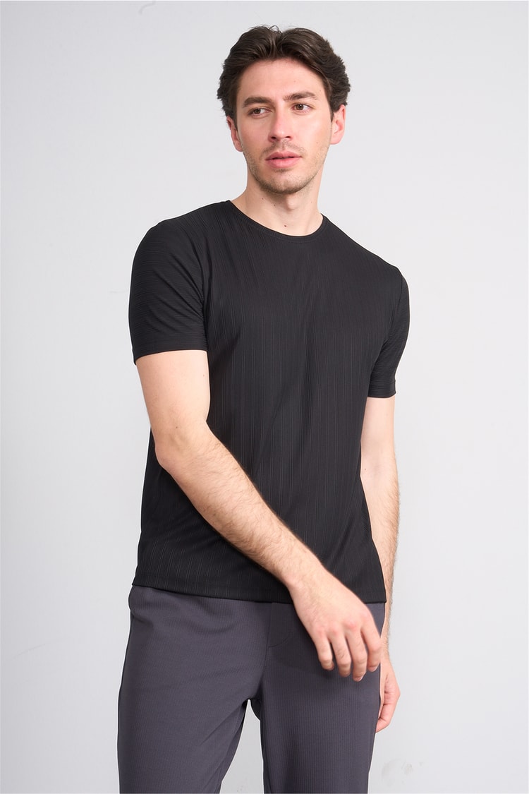 Çetinkaya Mentality 4539 Bisiklet Yaka Regular Modelli T-shirt Siyah