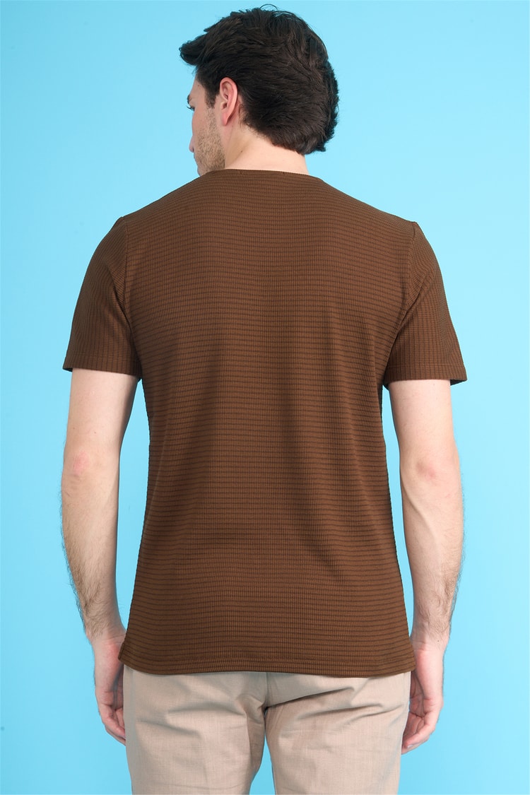 Çetinkaya Mentality 4542 Bisiklet Yaka Regular Modelli T-shirt Kahve