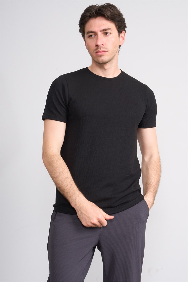 Çetinkaya Mentality 4544 Bisiklet Yaka Regular Modelli T-shirt Siyah