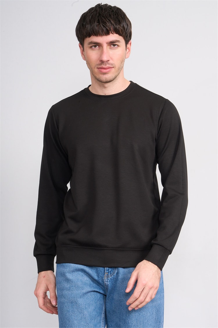 Çetinkaya Mentality 4546 Bisiklet Yaka Uzun Kol Regular T-shirt Siyah
