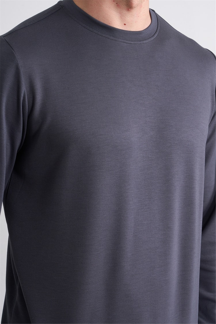 Çetinkaya Mentality 4546 Bisiklet Yaka Uzun Kol Regular T-shirt Antrasit