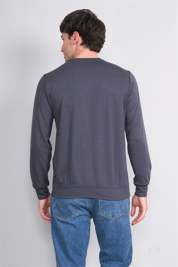 Çetinkaya Mentality 4546 Bisiklet Yaka Uzun Kol Regular T-shirt Antrasit