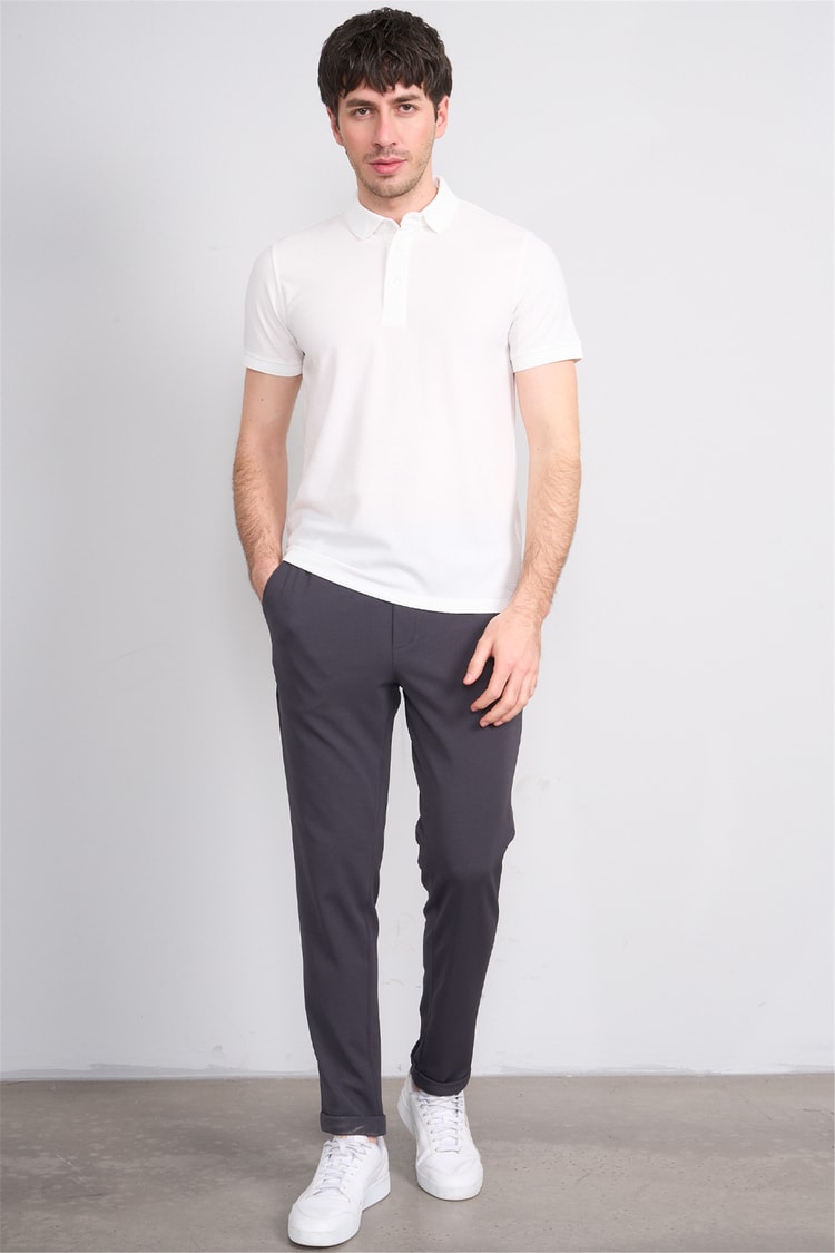 Çetinkaya Mentality 4549 Polo Yaka Regular Modelli T-shirt Beyaz
