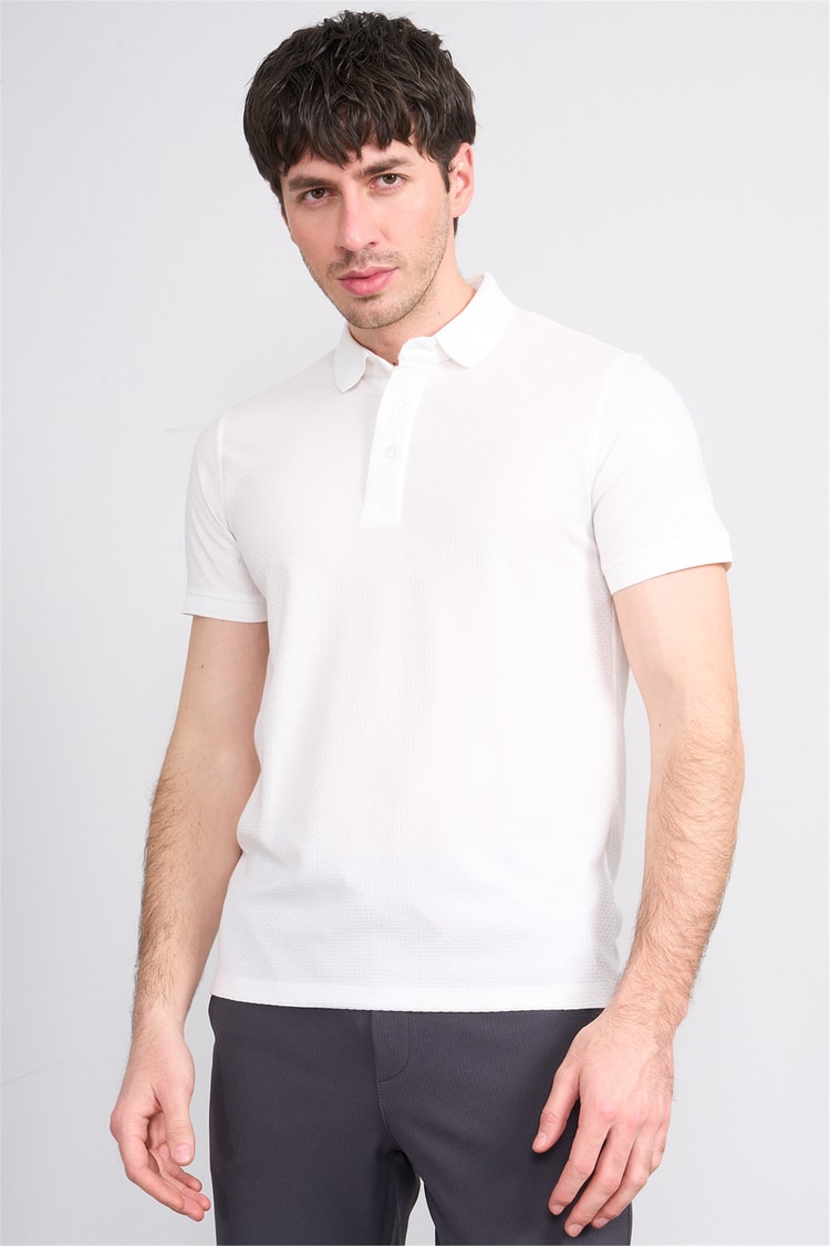 Çetinkaya Mentality 4549 Polo Yaka Regular Modelli T-shirt Beyaz