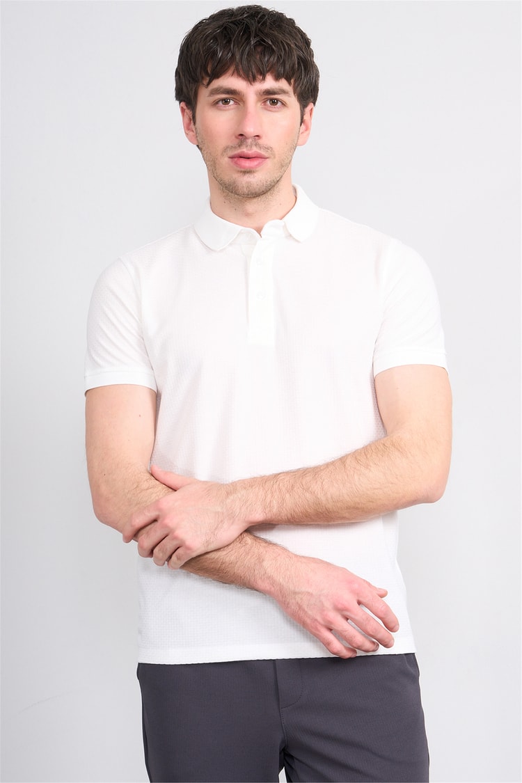 Çetinkaya Mentality 4549 Polo Yaka Regular Modelli T-shirt Beyaz