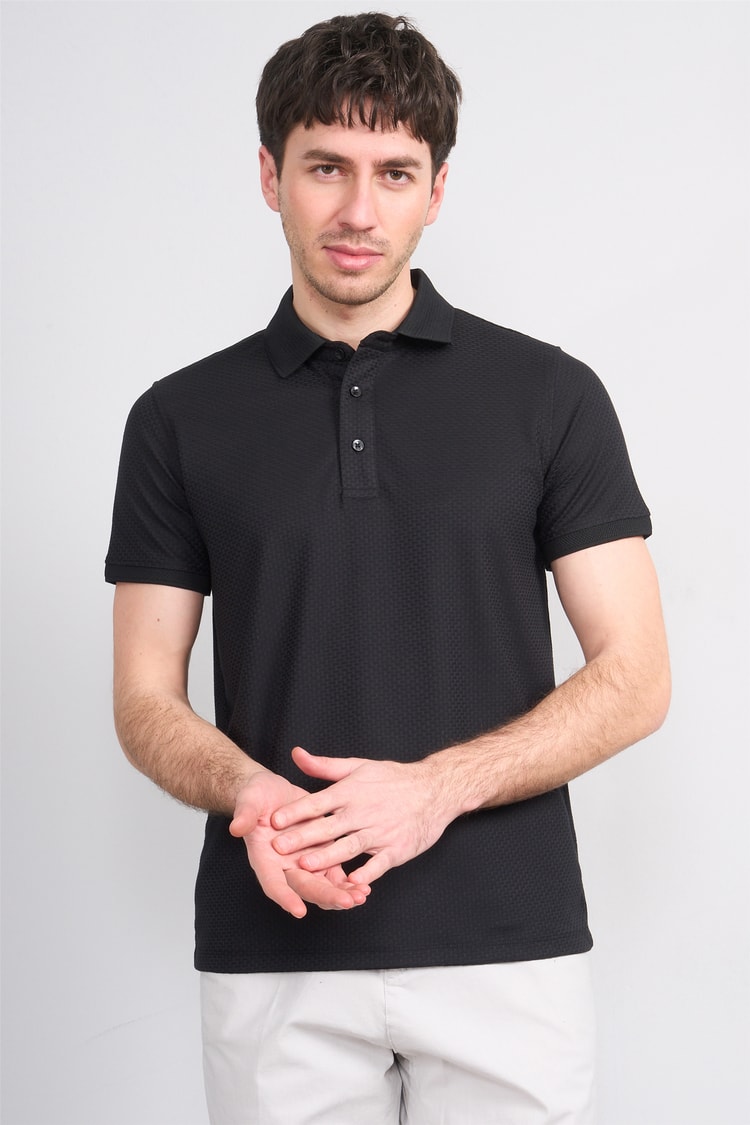 Çetinkaya Mentality 4549 Polo Yaka Regular Modelli T-shirt Siyah