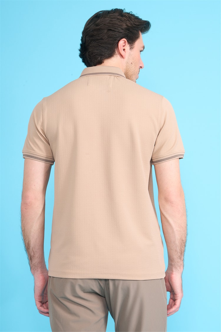 Çetinkaya Mentality 4555 Polo Yaka Regular Modelli T-shirt Bej