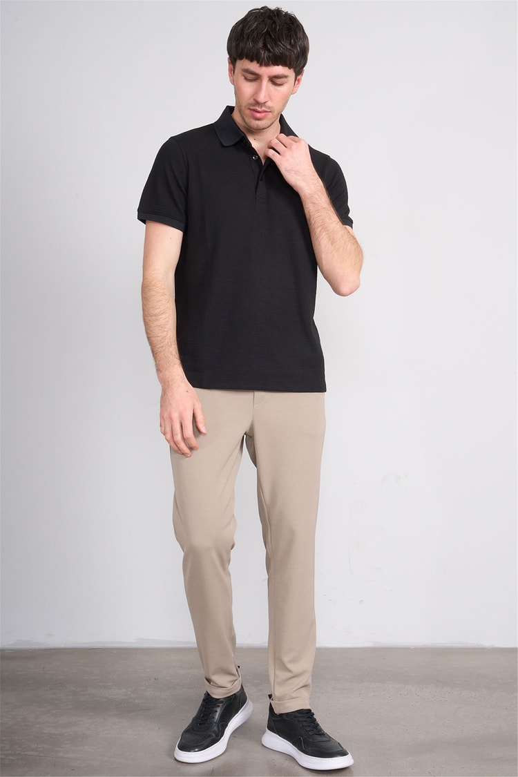 Çetinkaya Mentality 4556 Polo Yaka Regular Modelli T-shirt Siyah