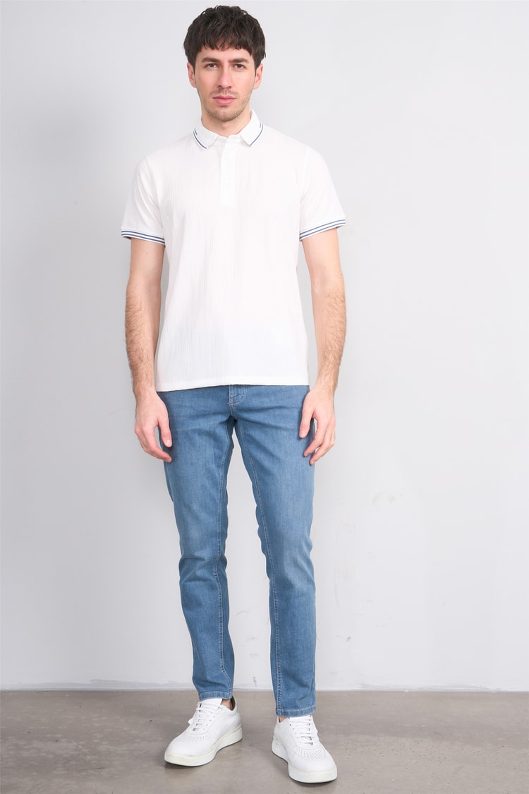 Çetinkaya Mentality 4558 Polo Yaka Regular Modelli T-shirt Beyaz
