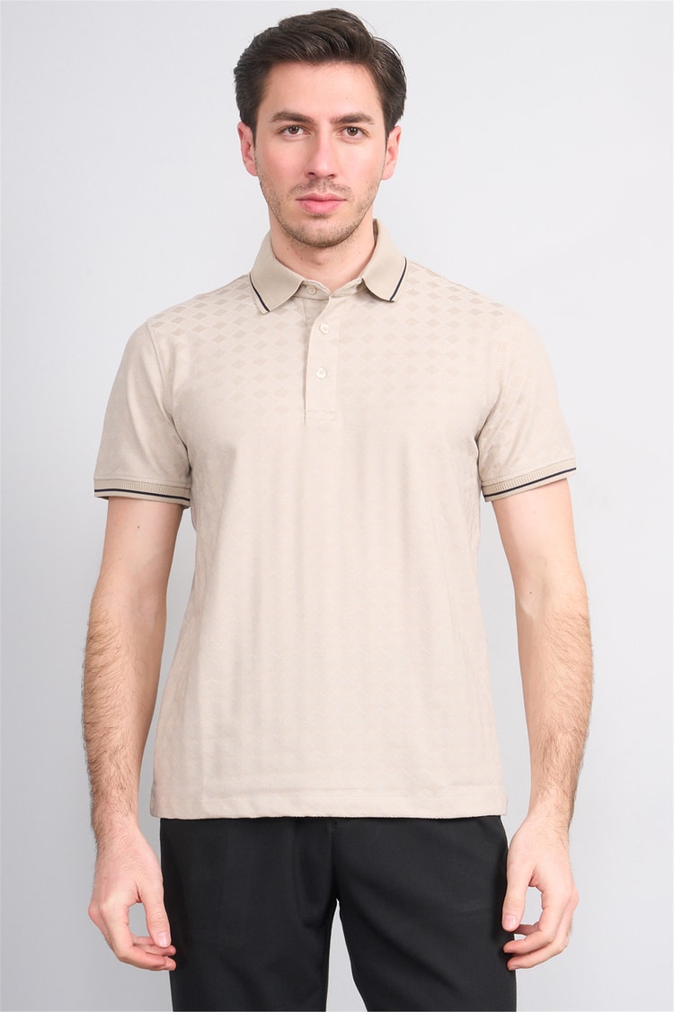 Çetinkaya Mentality 4559 Polo Yaka Regular Modelli T-shirt Taş