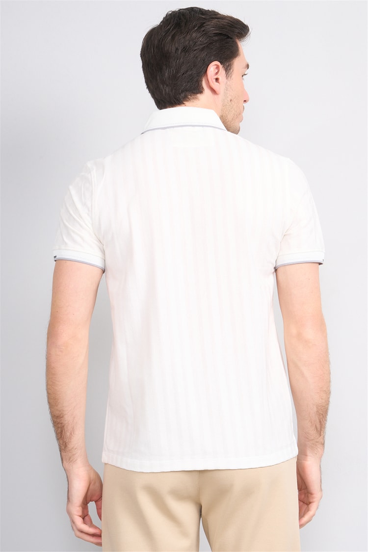 Çetinkaya Mentality 4562 Polo Yaka Regular Modelli T-shirt Beyaz