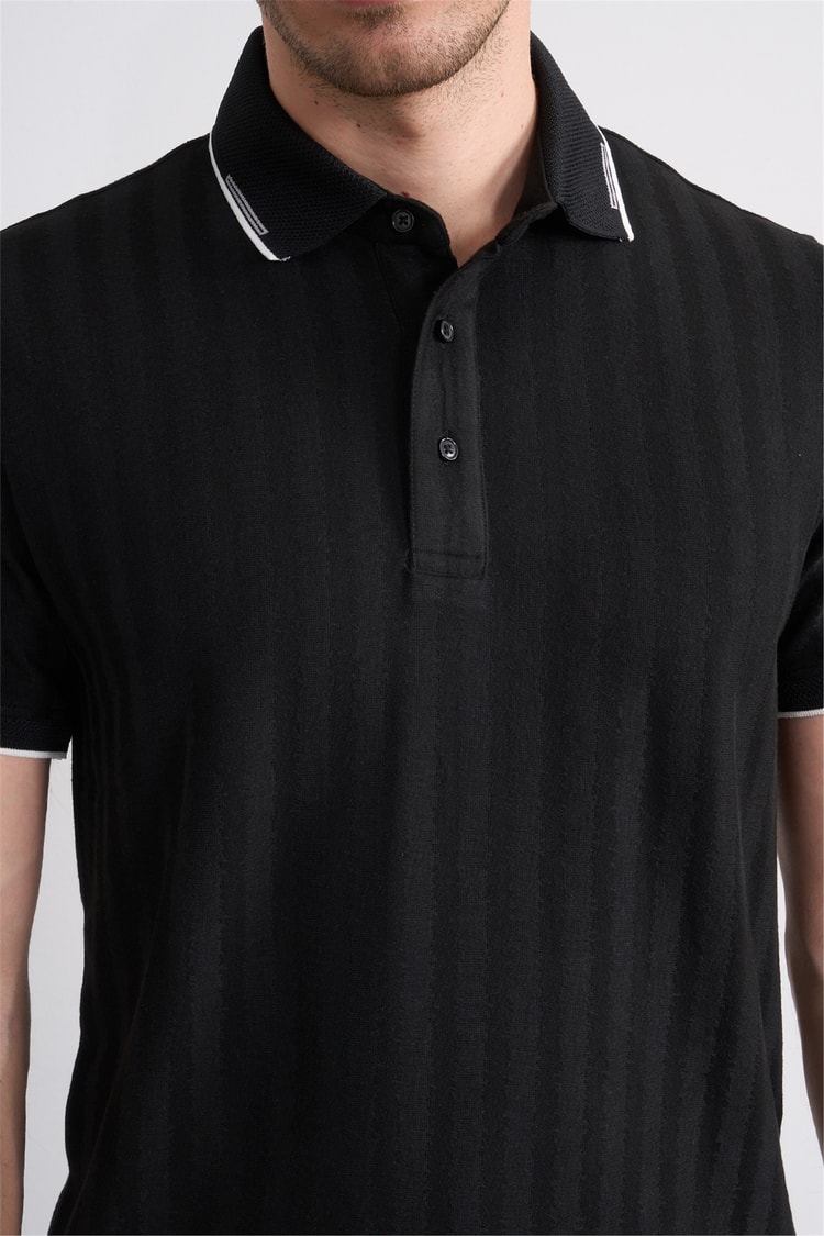 Çetinkaya Mentality 4562 Polo Yaka Regular Modelli T-shirt Siyah