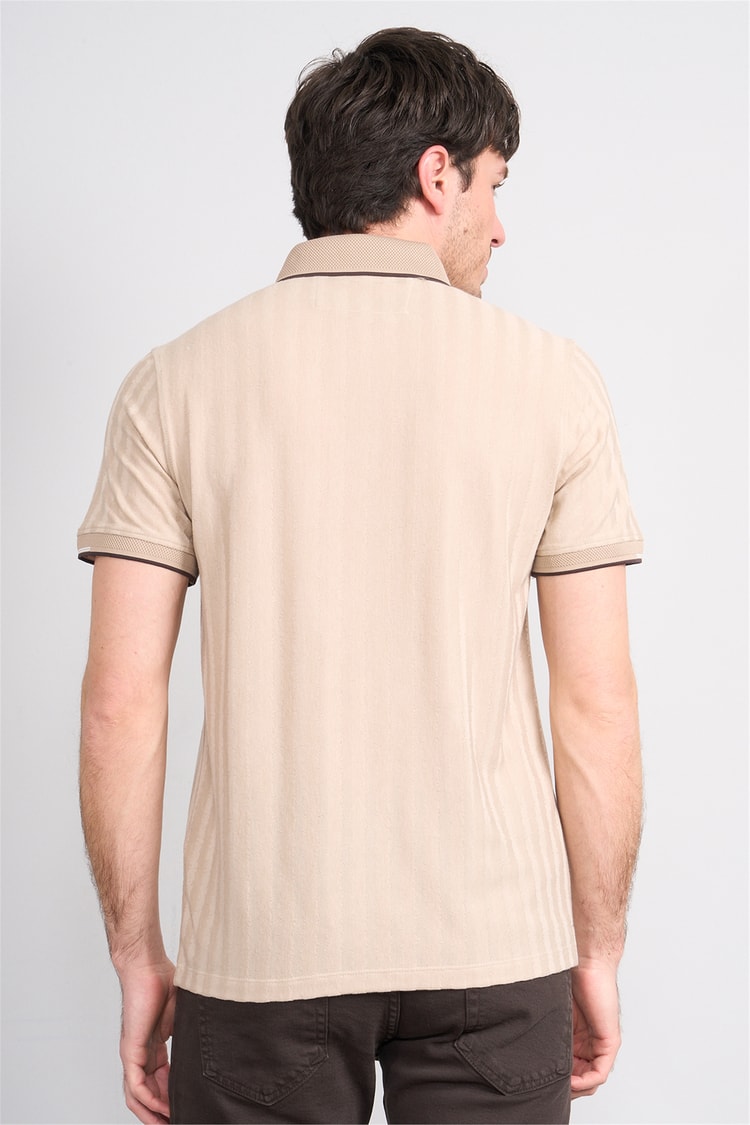 Çetinkaya Mentality 4562 Polo Yaka Regular Modelli T-shirt Taş