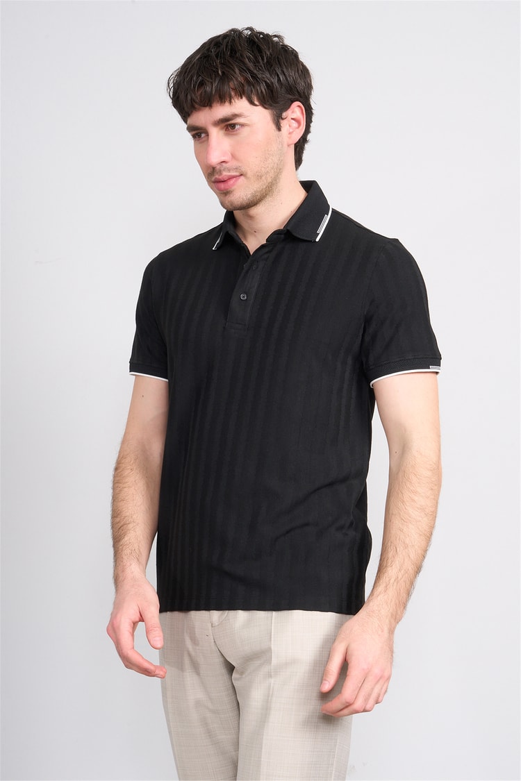 Çetinkaya Mentality 4562 Polo Yaka Regular Modelli T-shirt Siyah