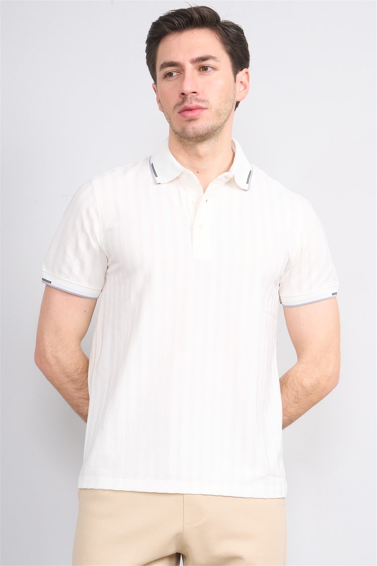 Çetinkaya Mentality 4562 Polo Yaka Regular Modelli T-shirt Beyaz