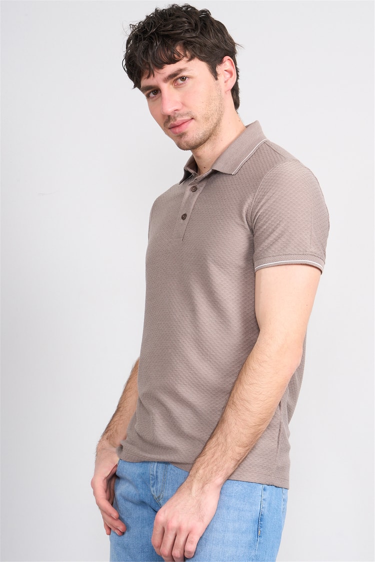 Çetinkaya Mentality 4563 Polo Yaka Regular Modelli T-shirt Vizon