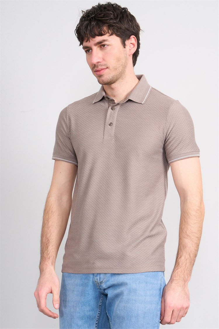 Çetinkaya Mentality 4563 Polo Yaka Regular Modelli T-shirt Vizon