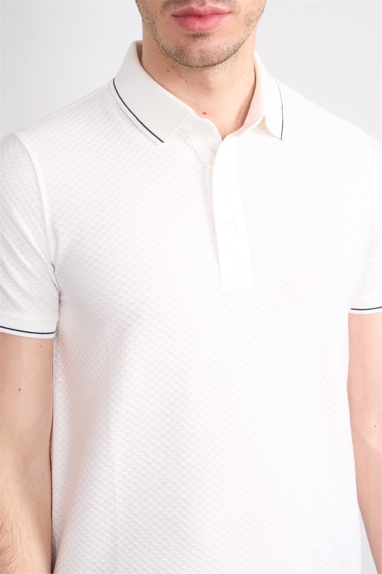 Çetinkaya Mentality 4563 Polo Yaka Regular Modelli T-shirt Beyaz