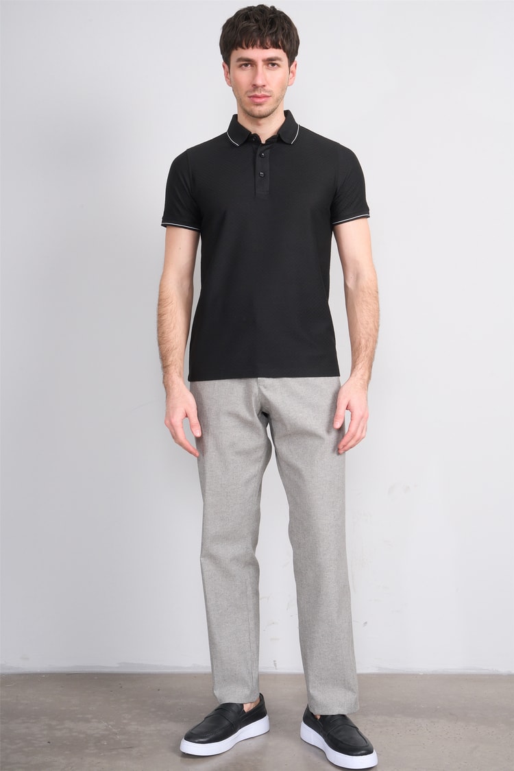 Çetinkaya Mentality 4563 Polo Yaka Regular Modelli T-shirt Siyah