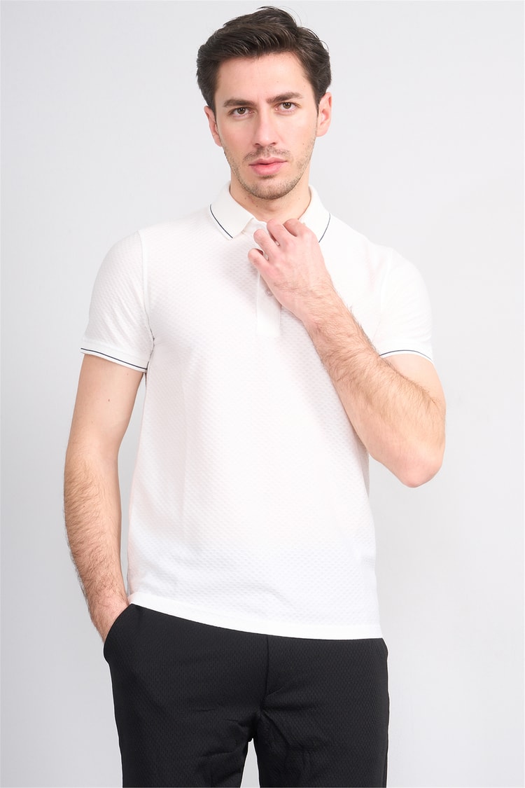 Çetinkaya Mentality 4563 Polo Yaka Regular Modelli T-shirt Beyaz