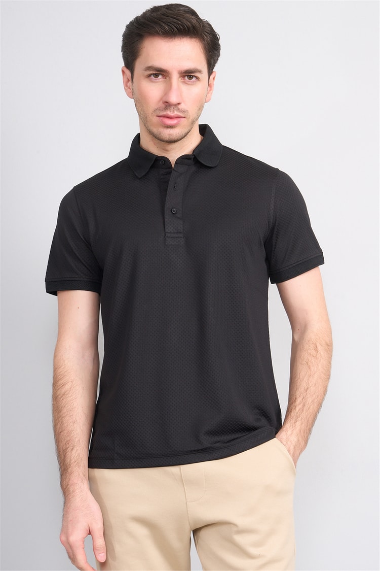 Çetinkaya Mentality 4565 Polo Yaka Regular Modelli T-shirt Siyah
