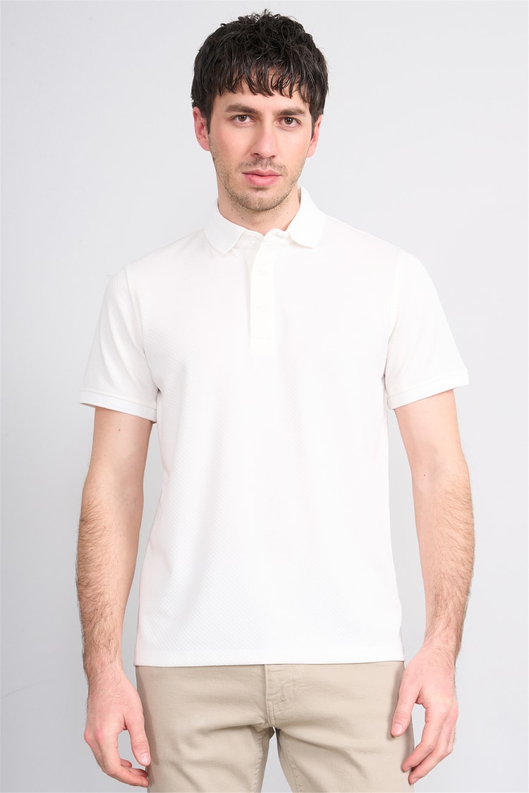 Çetinkaya Mentality 4565 Polo Yaka Regular Modelli T-shirt Beyaz