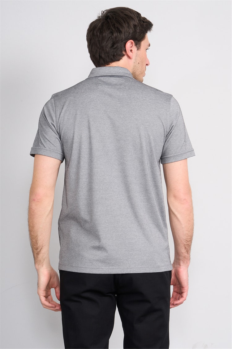 Çetinkaya Mentality 4567 Polo Yaka Regular Modelli T-shirt Siyah-Beyaz