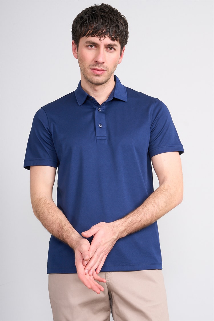 Çetinkaya Mentality 4567 Polo Yaka Regular Modelli T-shirt Düz Lacivert