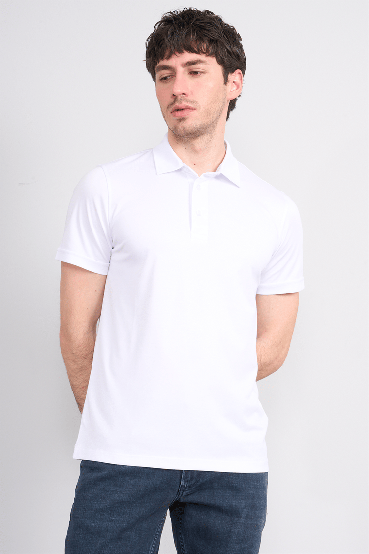 Çetinkaya Mentality 4567 Polo Yaka Regular Modelli T-shirt Beyaz