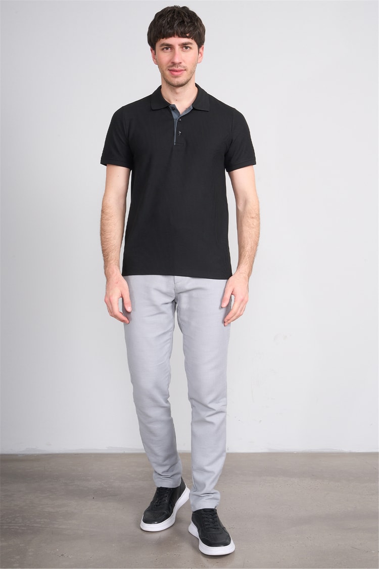 Çetinkaya Mentality 4568 Polo Yaka Regular Modelli T-shirt Siyah