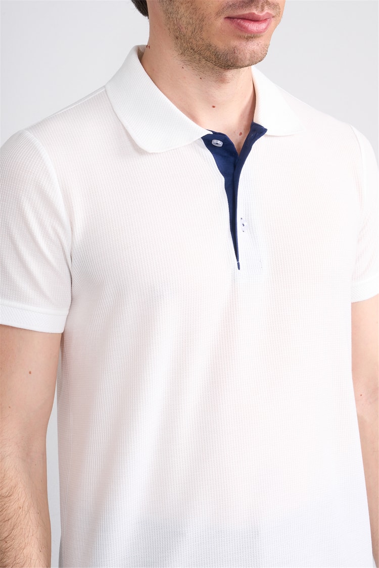 Çetinkaya Mentality 4568 Polo Yaka Regular Modelli T-shirt Beyaz