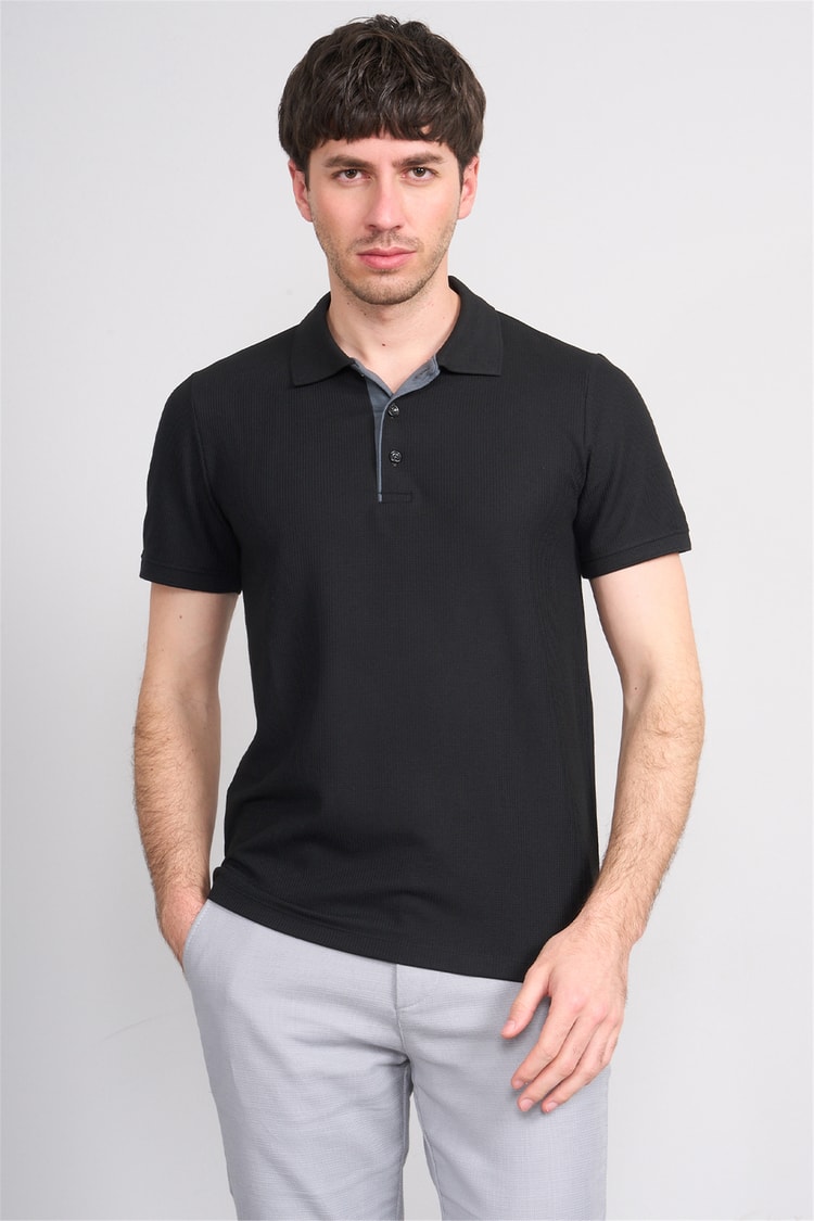 Çetinkaya Mentality 4568 Polo Yaka Regular Modelli T-shirt Siyah