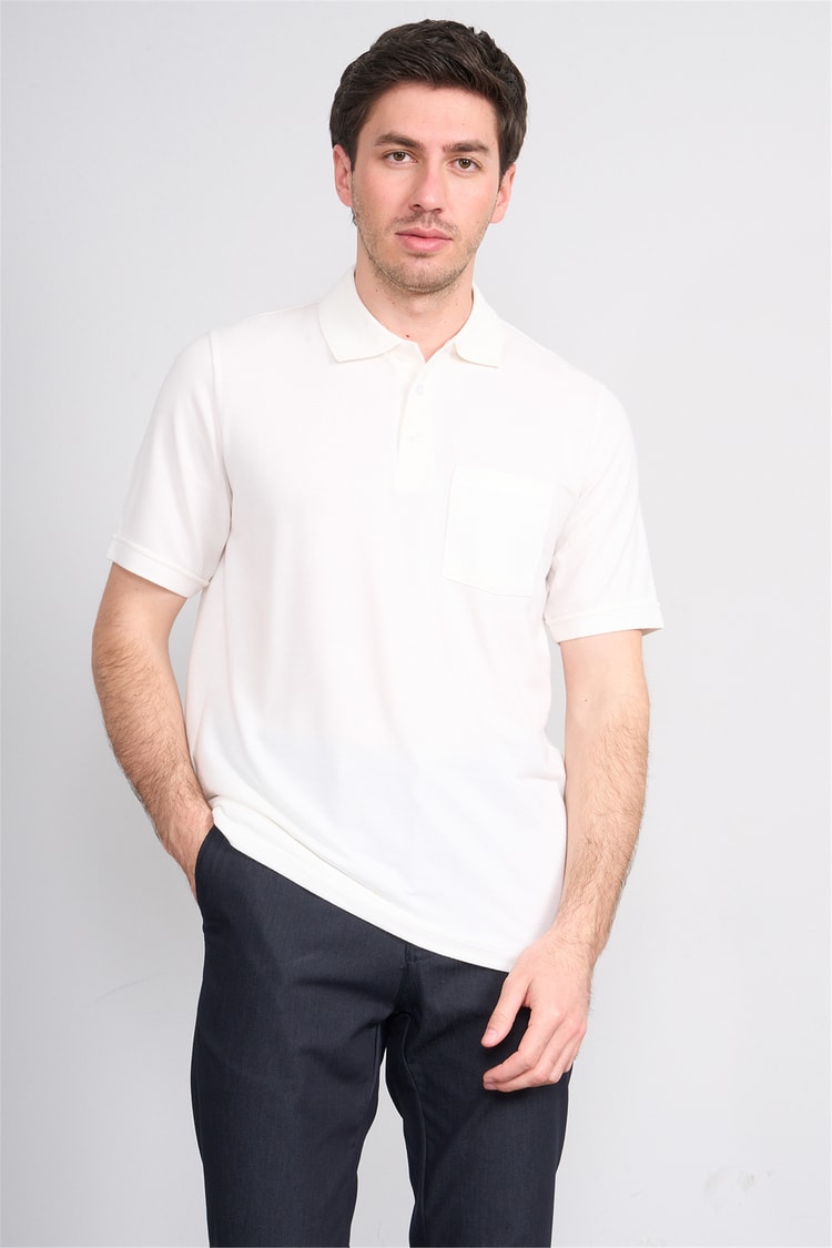 Çetinkaya Mentality 4592 Polo Yaka Regular Modelli T-shirt Beyaz