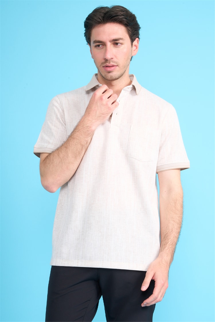 Çetinkaya Mentality 4593 Polo Yaka Regular Modelli T-shirt Bej