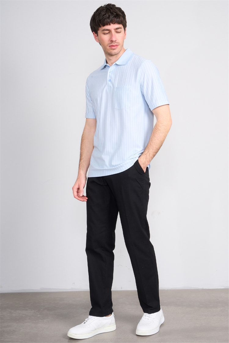 Çetinkaya Mentality 4594 Polo Yaka Regular Çizgili T-shirt Mavi