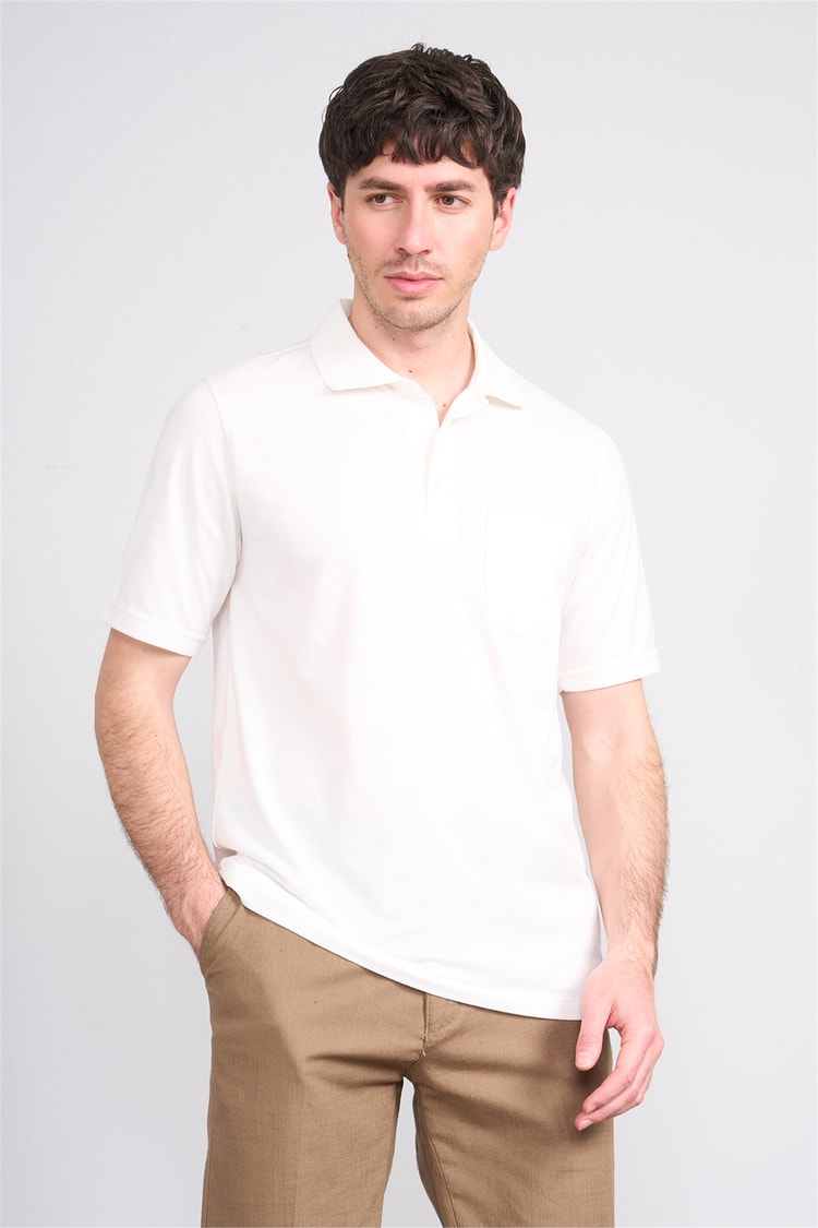 Çetinkaya Mentality 4596 Polo Yaka Regular Modelli T-shirt Beyaz