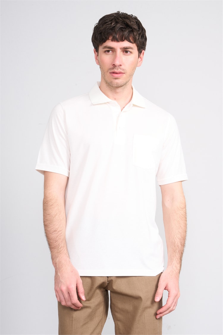 Çetinkaya Mentality 4596 Polo Yaka Regular Modelli T-shirt Beyaz