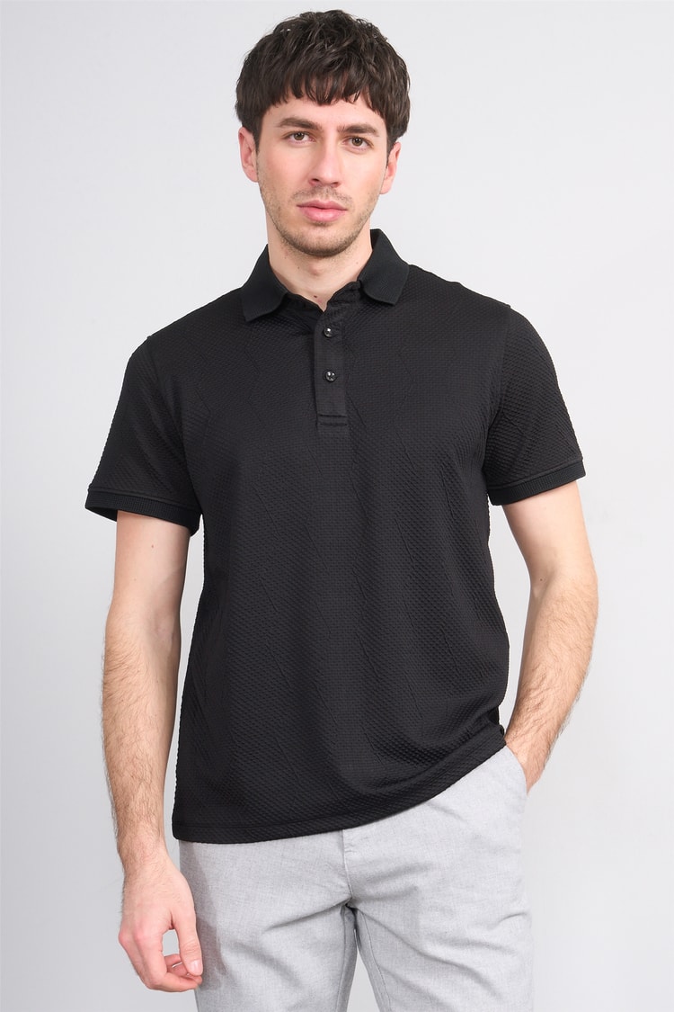 Çetinkaya Mentality 4600 Polo Yaka Regular Modelli T-shirt Siyah