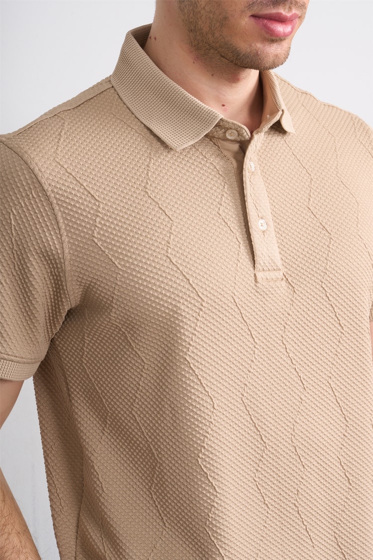 Çetinkaya Mentality 4600 Polo Yaka Regular Modelli T-shirt Taş
