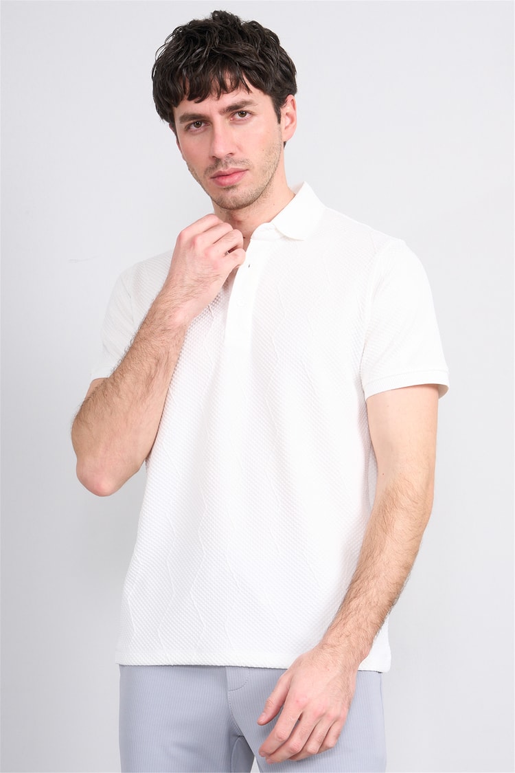 Çetinkaya Mentality 4600 Polo Yaka Regular Modelli T-shirt Beyaz