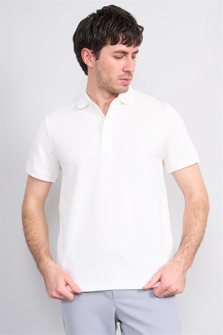 Çetinkaya Mentality 4600 Polo Yaka Regular Modelli T-shirt Beyaz