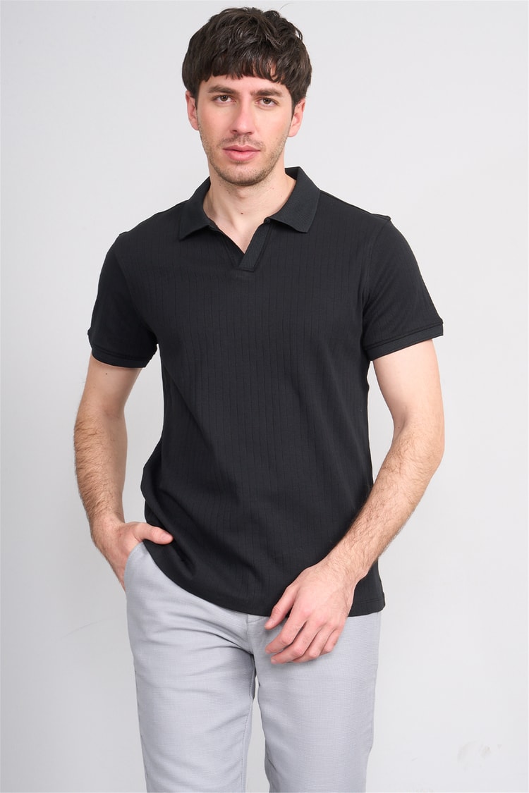 Çetinkaya Mentality 4602 Polo Yaka Regular Modelli T-shirt Siyah